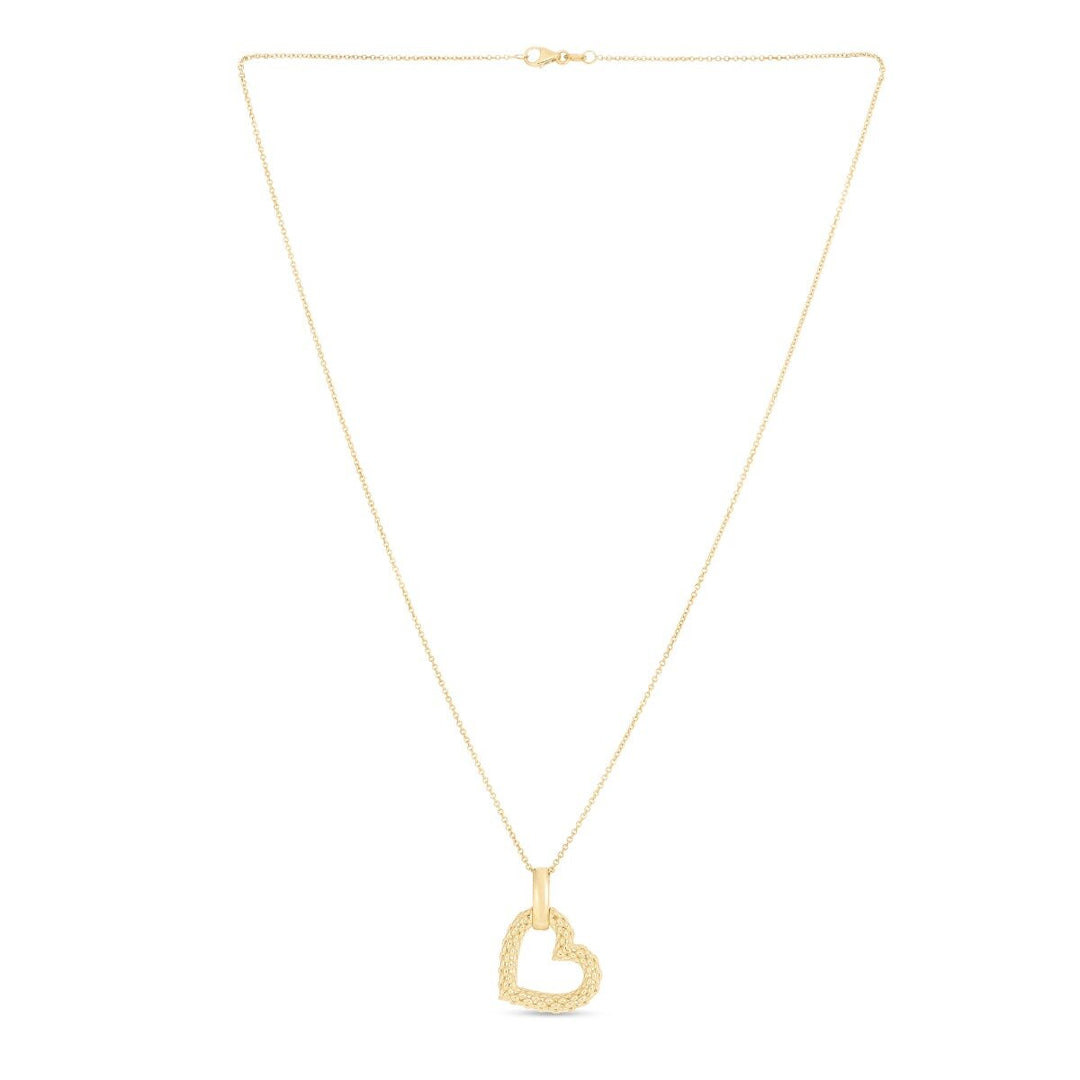 14K Yellow Gold Prosecco Heart Pendant, front view