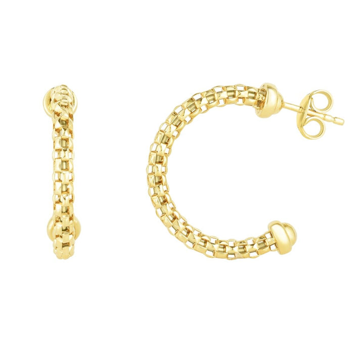 14K Yellow Gold Prosecco Hoop Earrings, front view