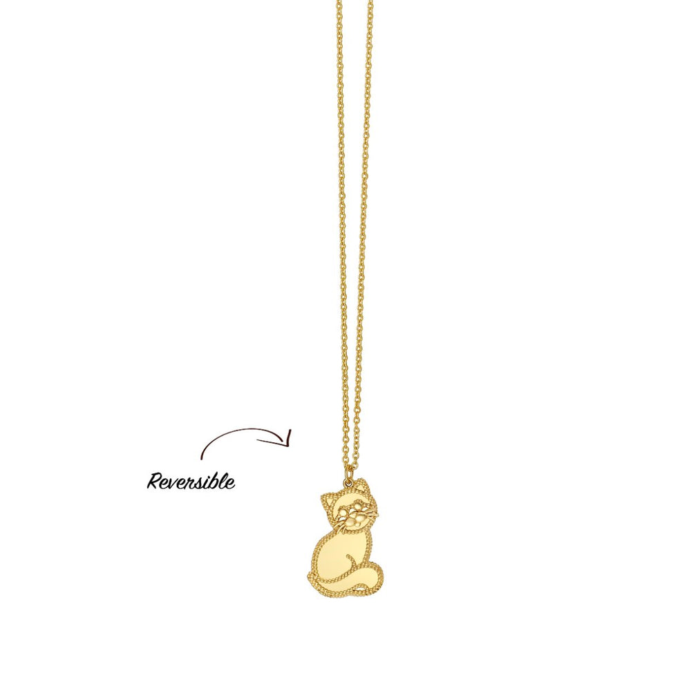 14K Yellow Gold Prosecco Kitten Necklace, view 2