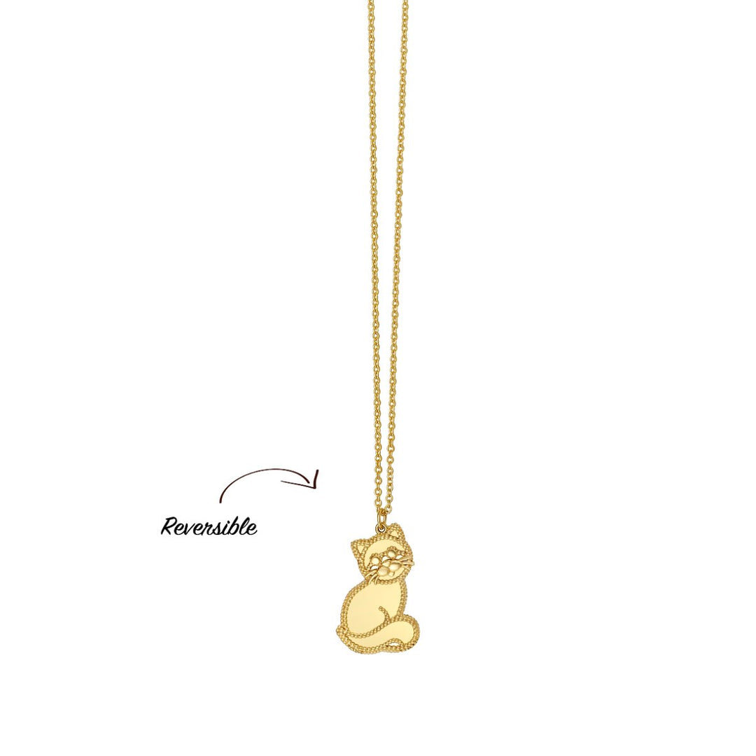 14K Yellow Gold Prosecco Kitten Necklace, view 2