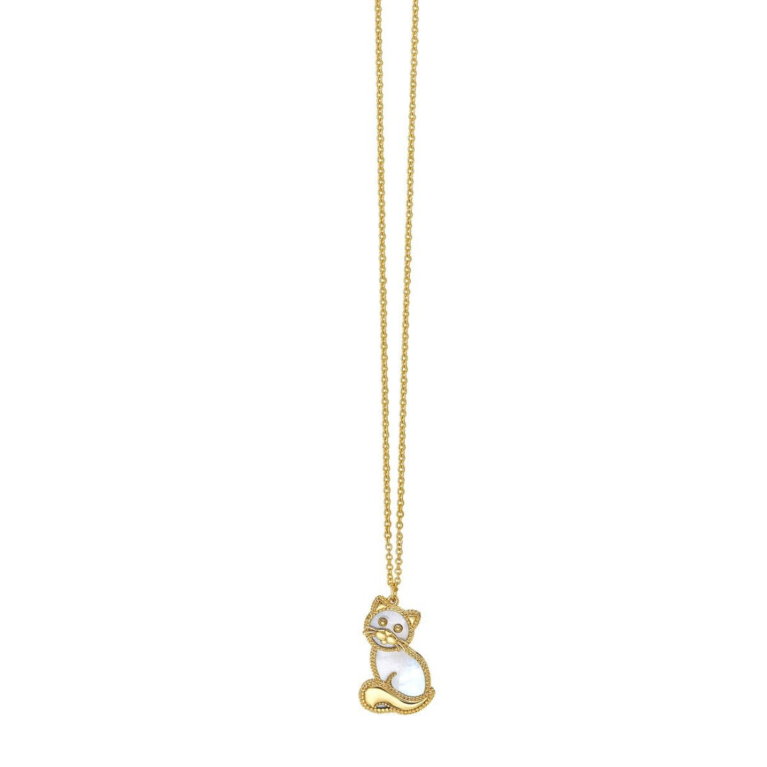 14K Yellow Gold Prosecco Kitten Necklace, view 4