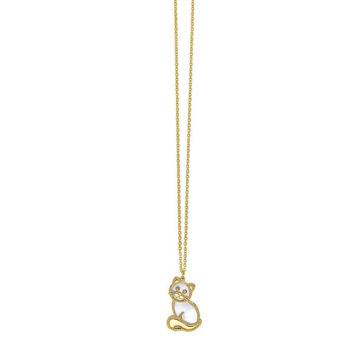 14K Yellow Gold Prosecco Kitten Necklace, view 4