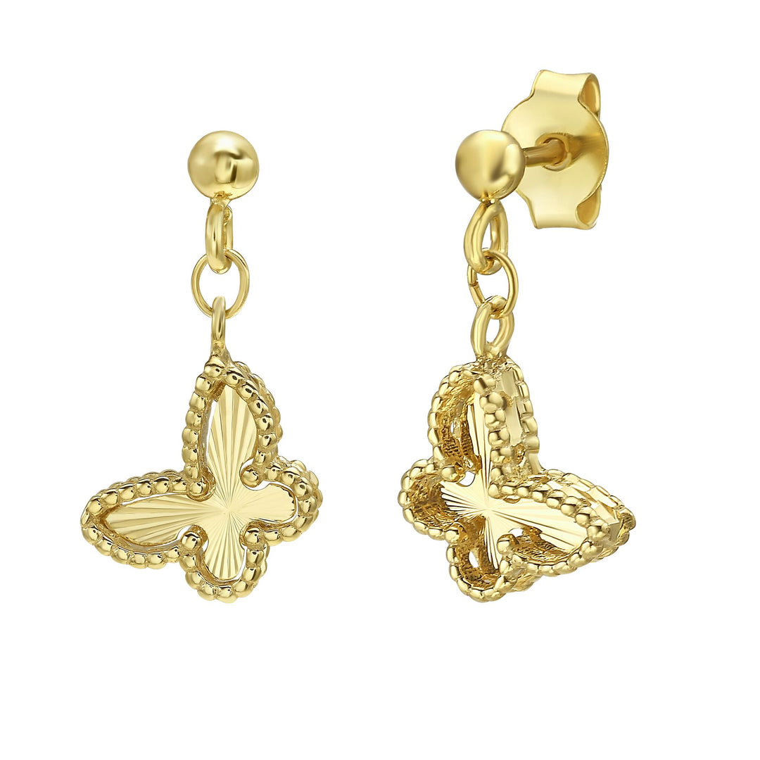14K Yellow Gold Prosecco Petite Butterfly Dangle Earrings, front view