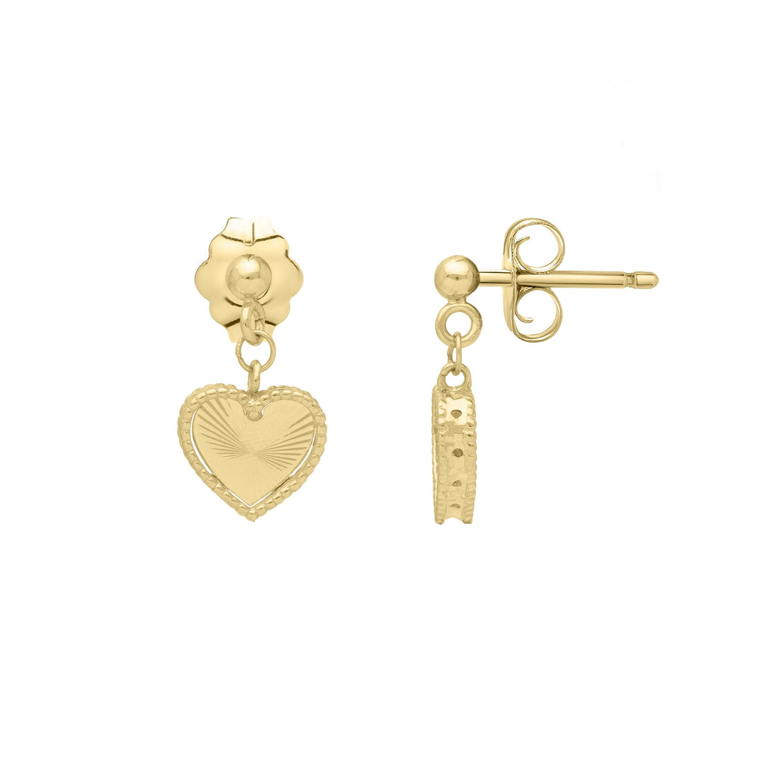 14K Yellow Gold Prosecco Petite Heart Dangle Earrings, view 2