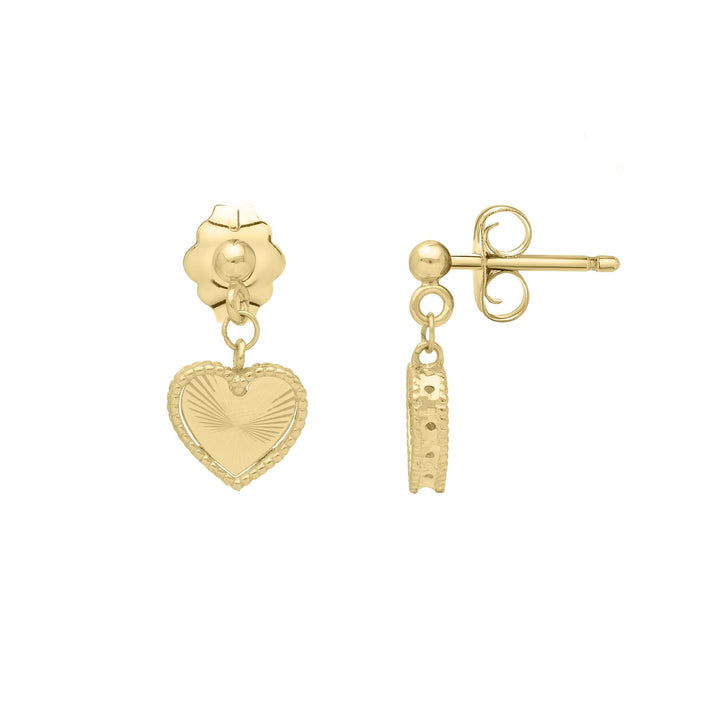14K Yellow Gold Prosecco Petite Heart Dangle Earrings, view 2