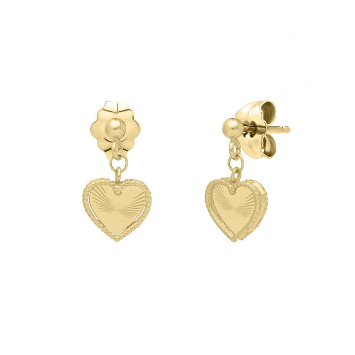 14K Yellow Gold Prosecco Petite Heart Dangle Earrings, view 7