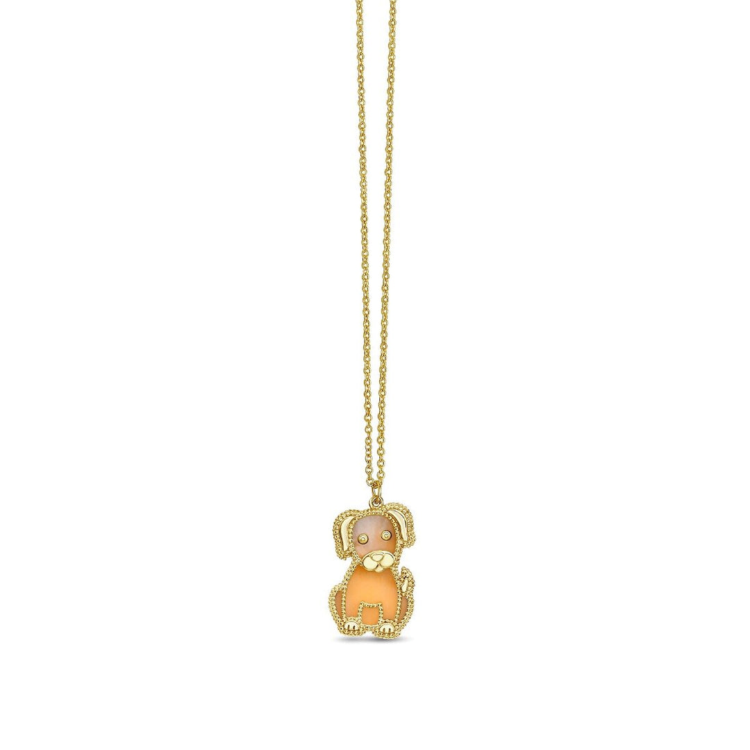 14K Yellow Gold Prosecco Puppy Necklace, front view