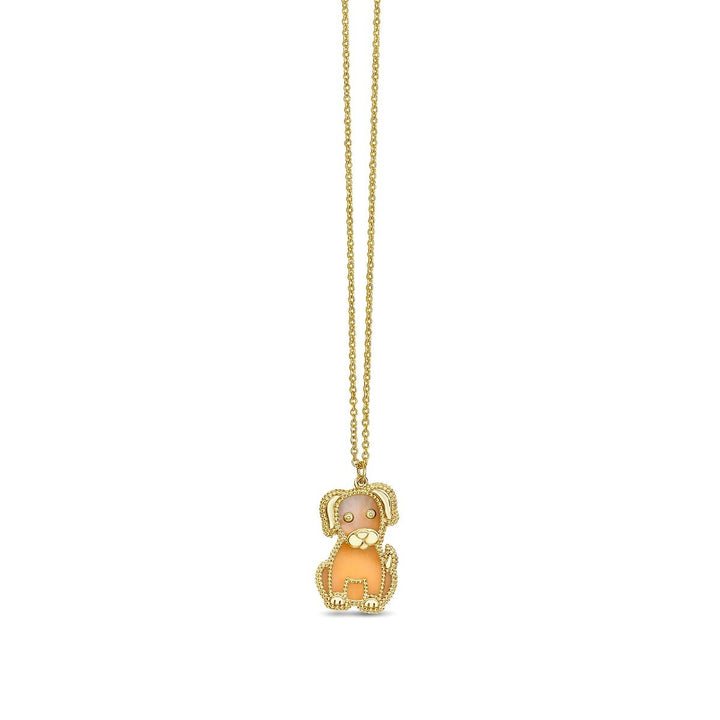 14K Yellow Gold Prosecco Puppy Necklace, front view