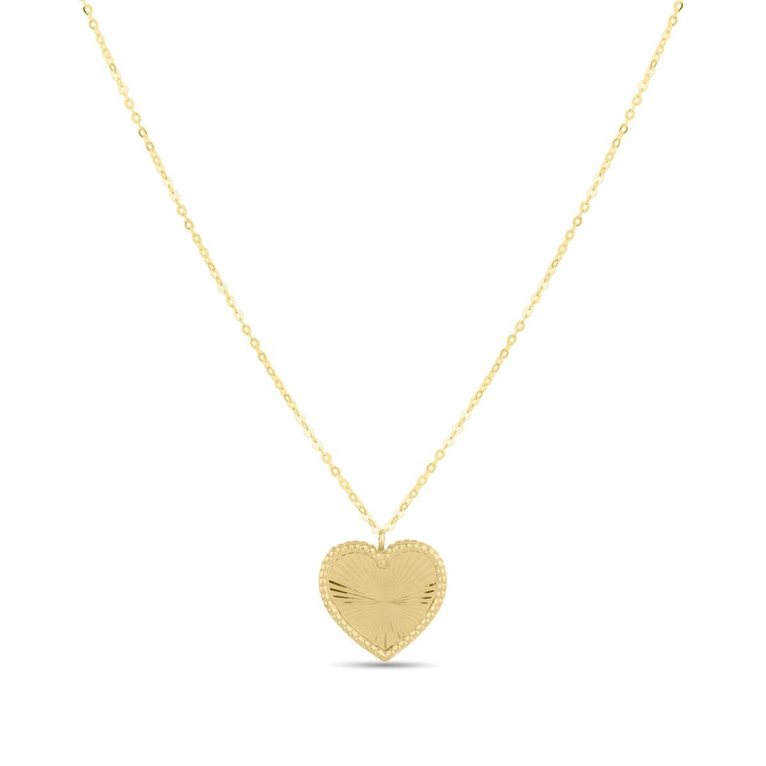 14K Yellow Gold Prosecco Radiating Heart Necklace, front view