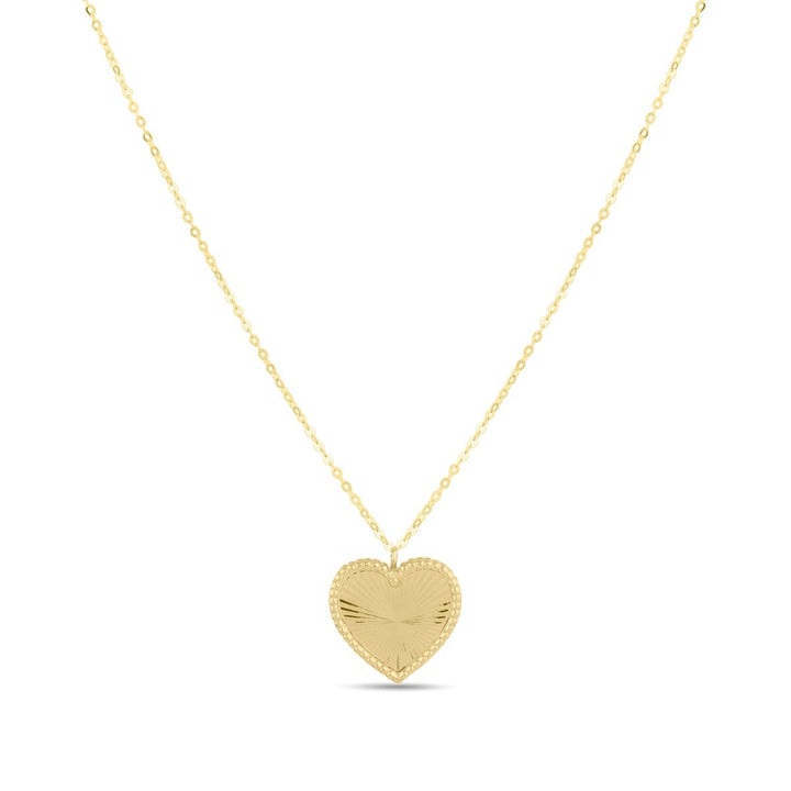 14K Yellow Gold Prosecco Radiating Heart Necklace, front view