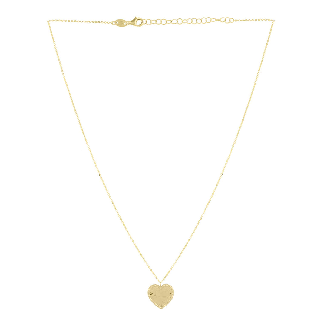 14K Yellow Gold Prosecco Radiating Heart Necklace, view 3