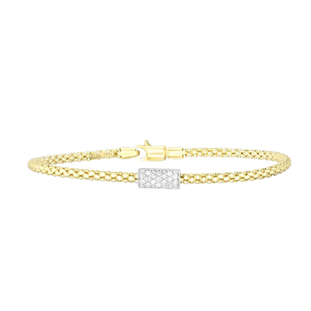 14K Yellow Gold Prosecco Short Diamond Bar Bracelet, front view