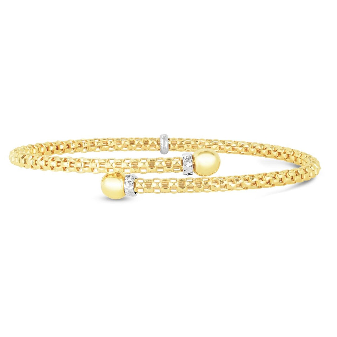 14K Yellow Gold Prosecco Small Bypass Bangle, front view