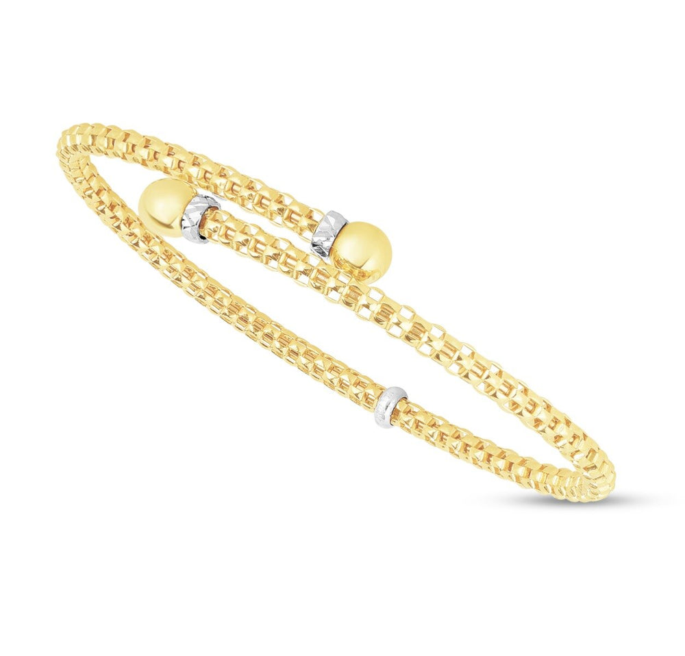 14K Yellow Gold Prosecco Small Bypass Bangle, view 2