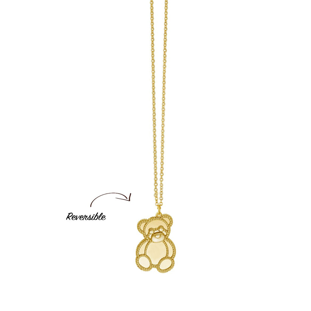 14K Yellow Gold Prosecco Teddy Bear Necklace, view 2