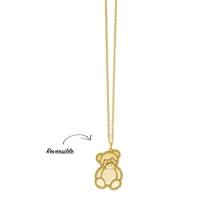 14K Yellow Gold Prosecco Teddy Bear Necklace, view 2