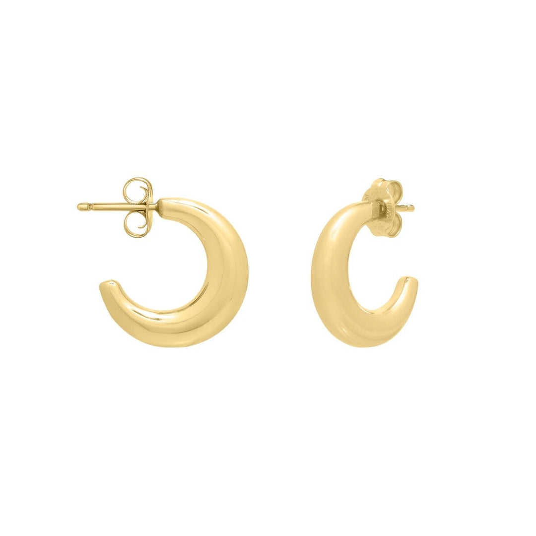 14K Yellow Gold Puffy C Hoops, front view