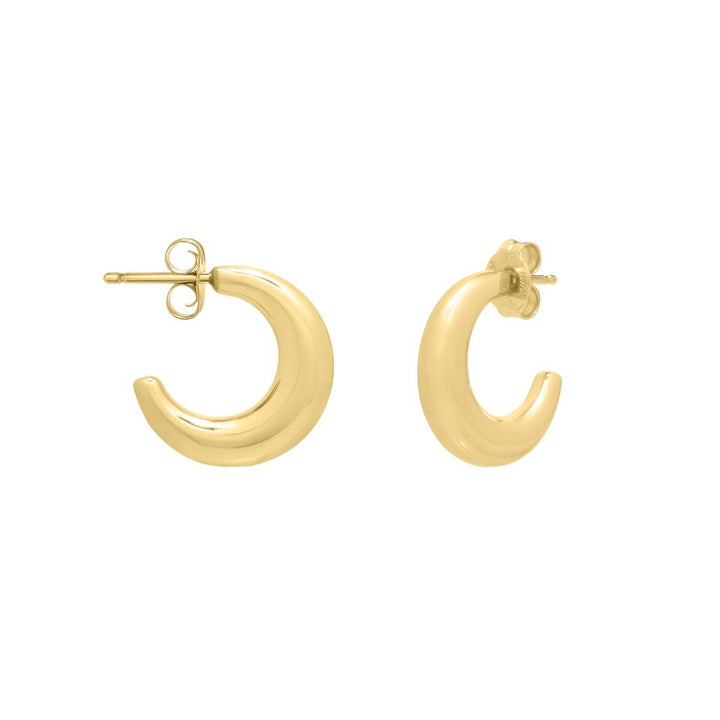 14K Yellow Gold Puffy C Hoops, front view
