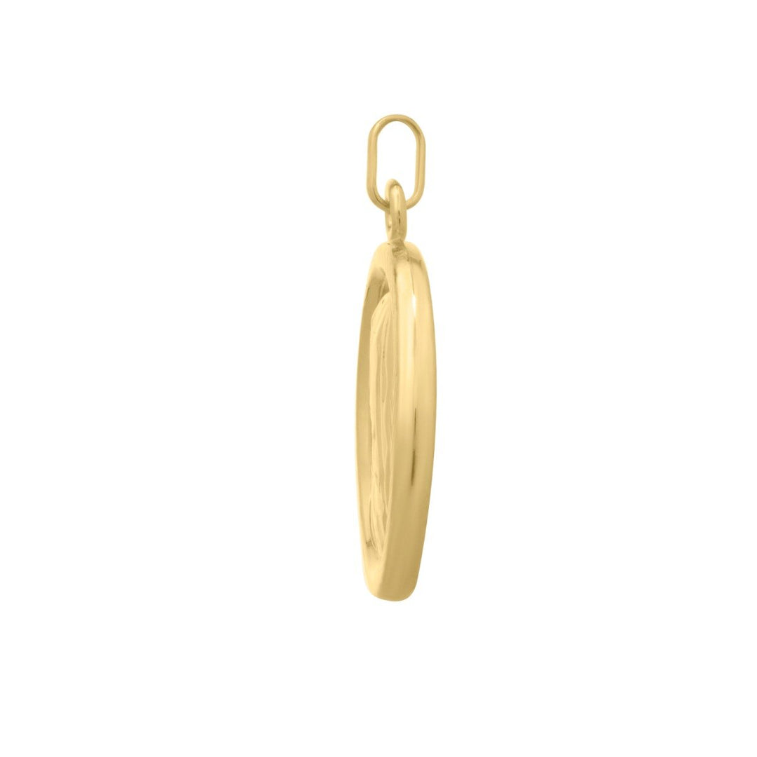 14K Yellow Gold Religious Virgin Mary Pendant, view 2