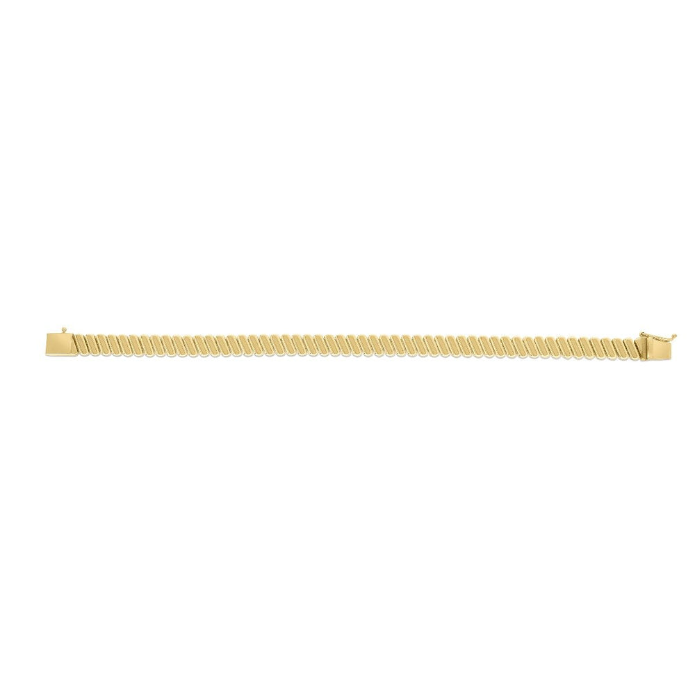 14K Yellow Gold Rib Link Bracelet, view 2