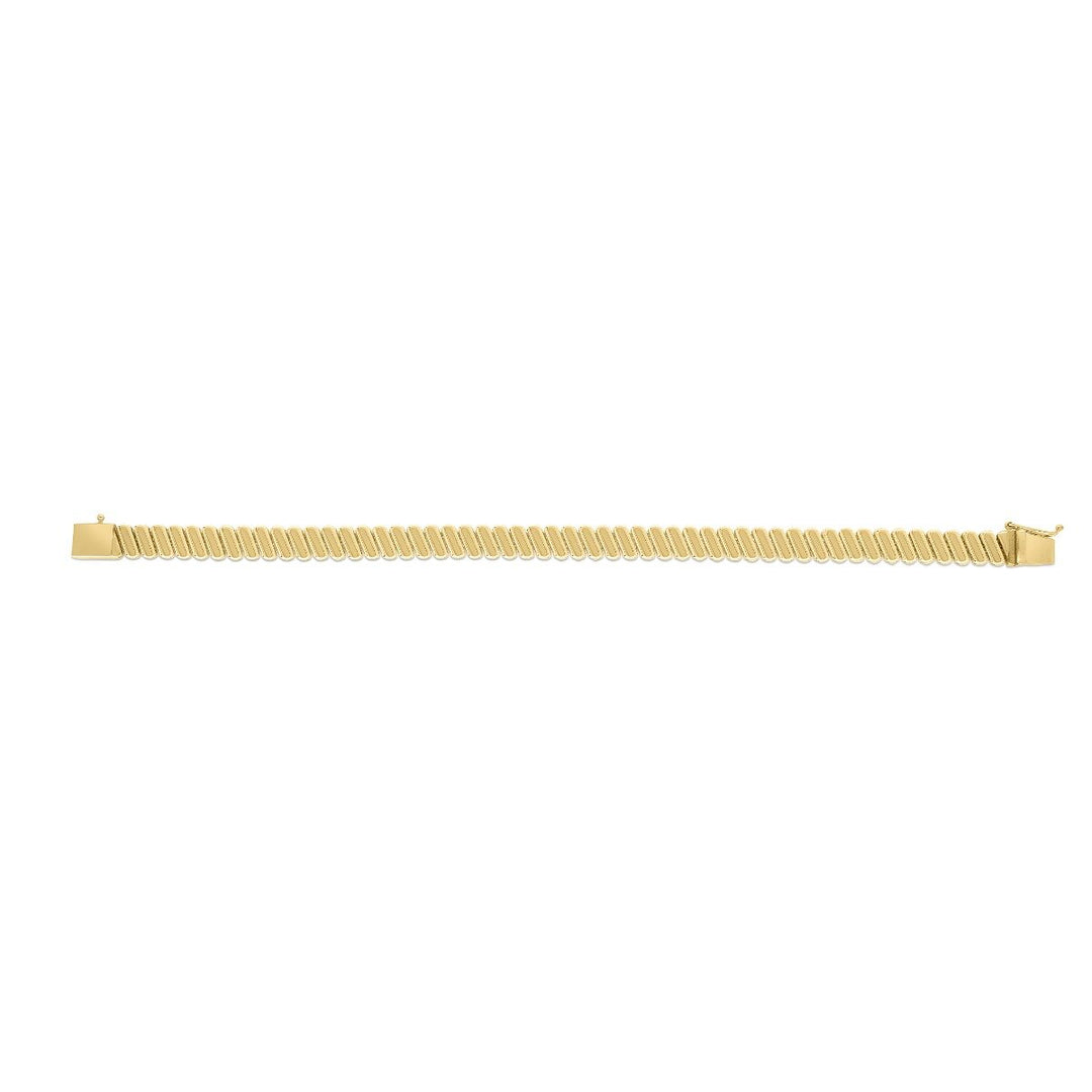 14K Yellow Gold Rib Link Bracelet, view 2