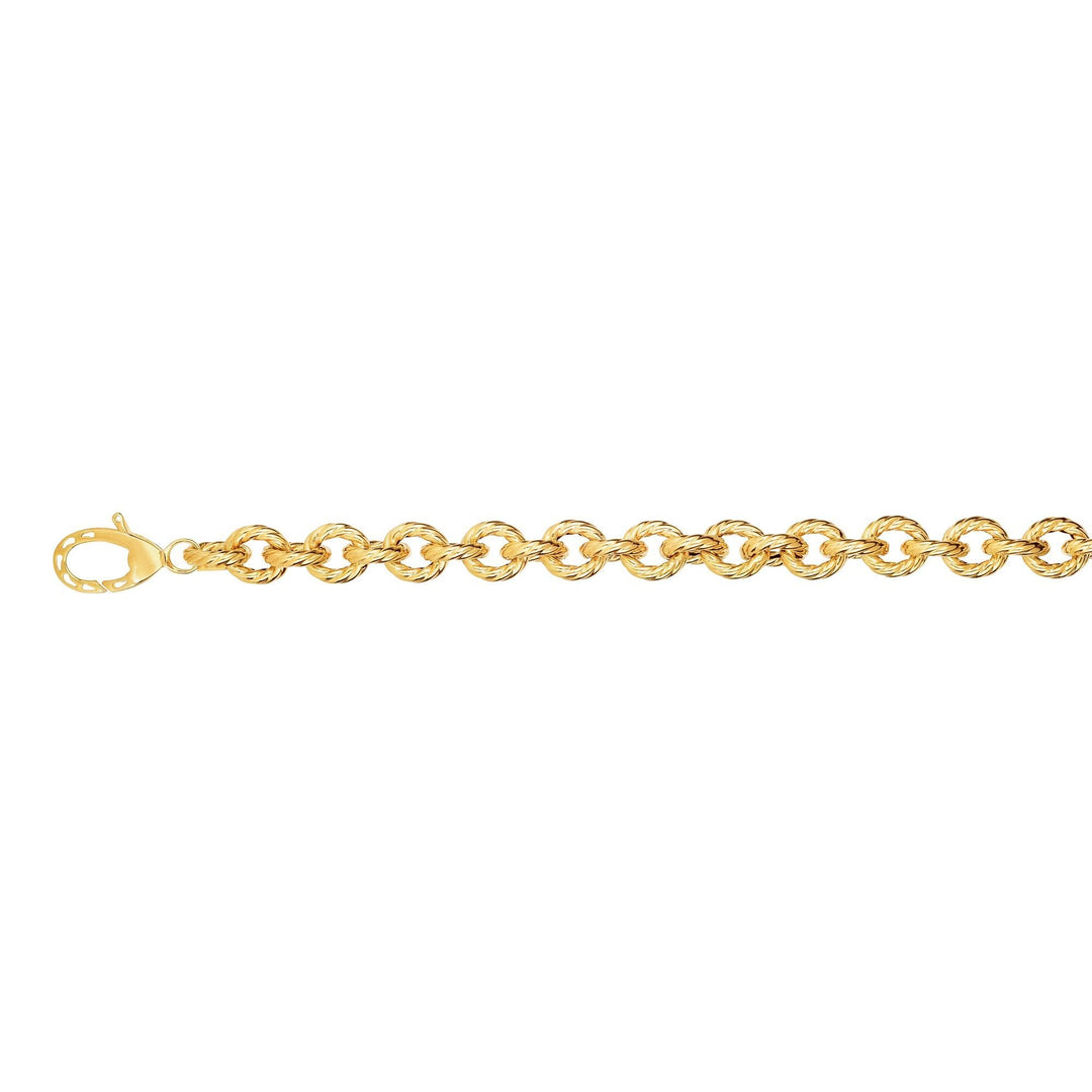 14K Yellow Gold Rope Link Bracelet, front view