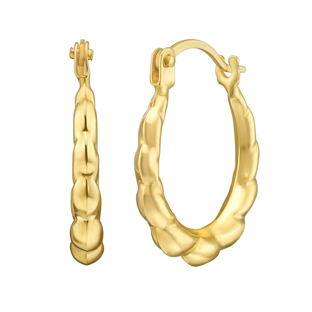 14K Yellow Gold Round Hoops, front view