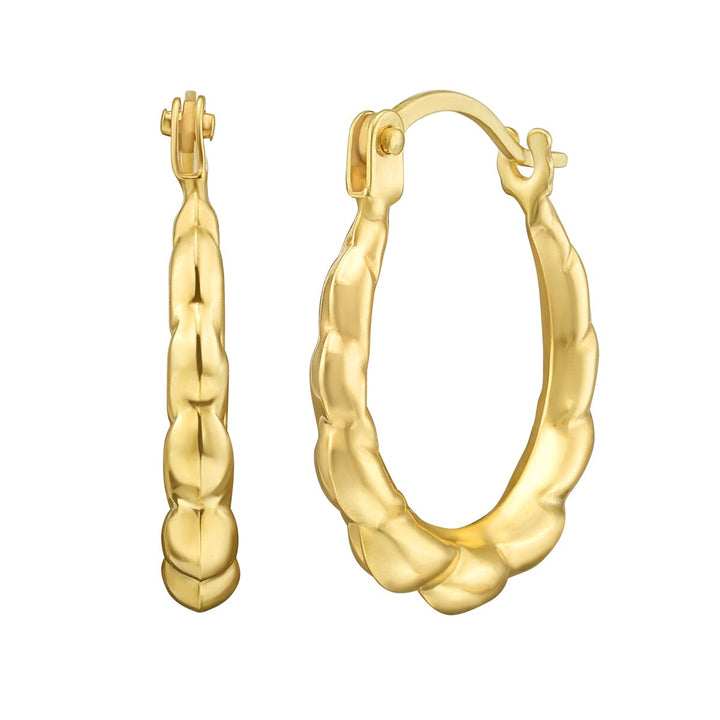 14K Yellow Gold Round Hoops, front view