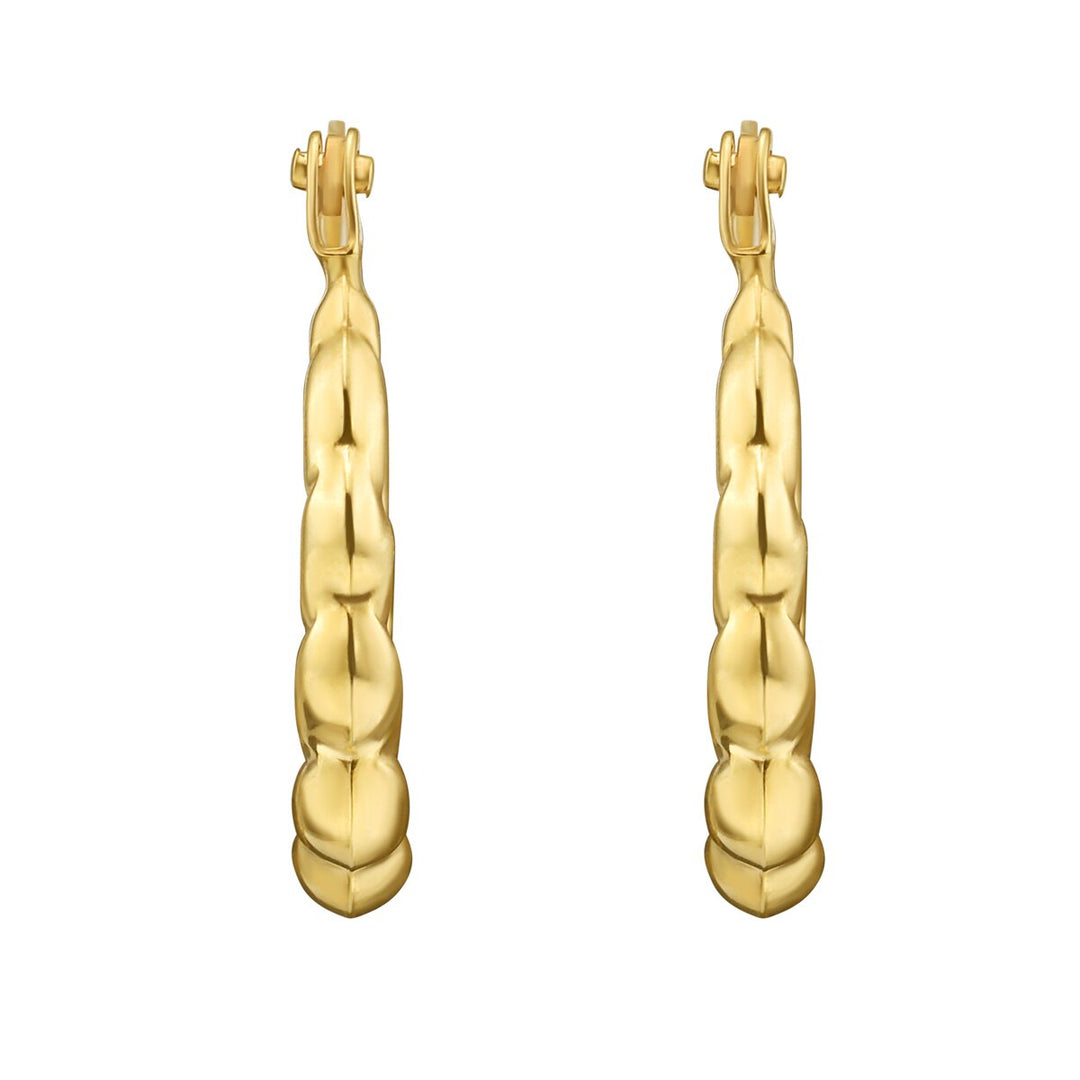 14K Yellow Gold Round Hoops, view 2