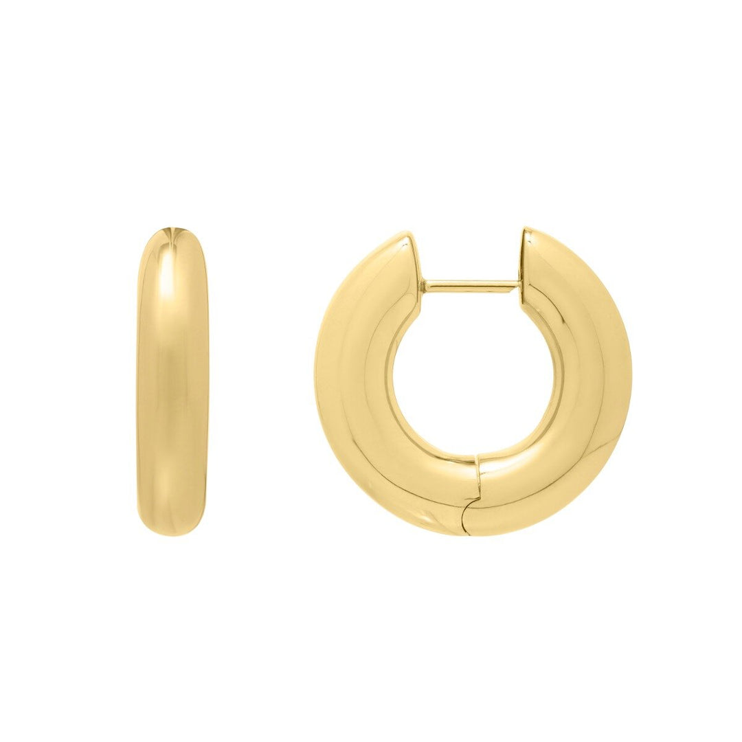 14K Yellow Gold Round Large Electroform Hoops, front view