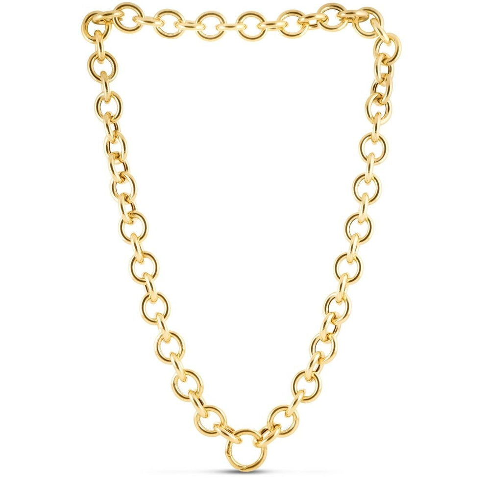 14K Yellow Gold Round Link Push Clasp Chain, view 2