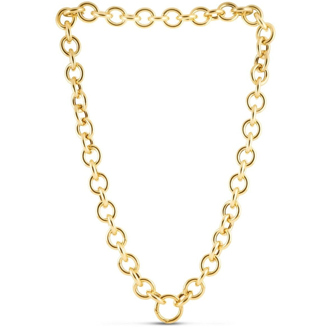 14K Yellow Gold Round Link Push Clasp Chain, view 2