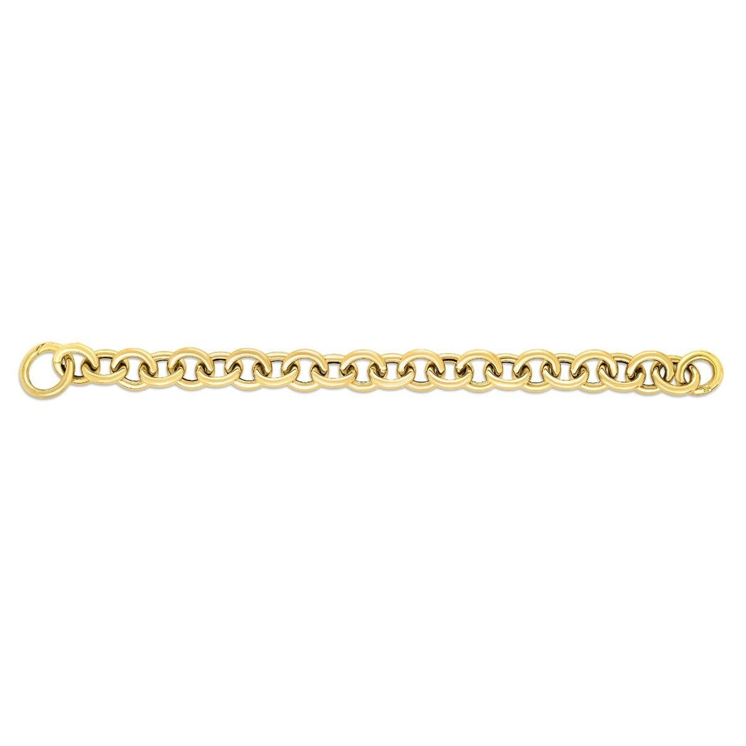 14K Yellow Gold Round Link Push Clasp Chain, view 3