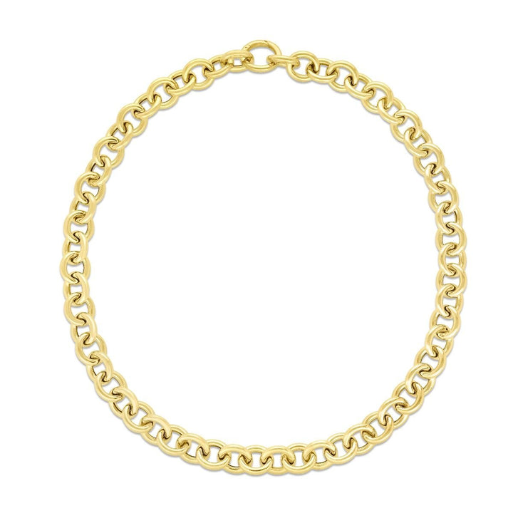 14K Yellow Gold Round Link Push Clasp Chain, view 4