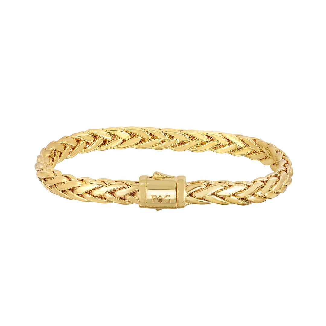 14K Yellow Gold Rounded Woven Bracelet, front view