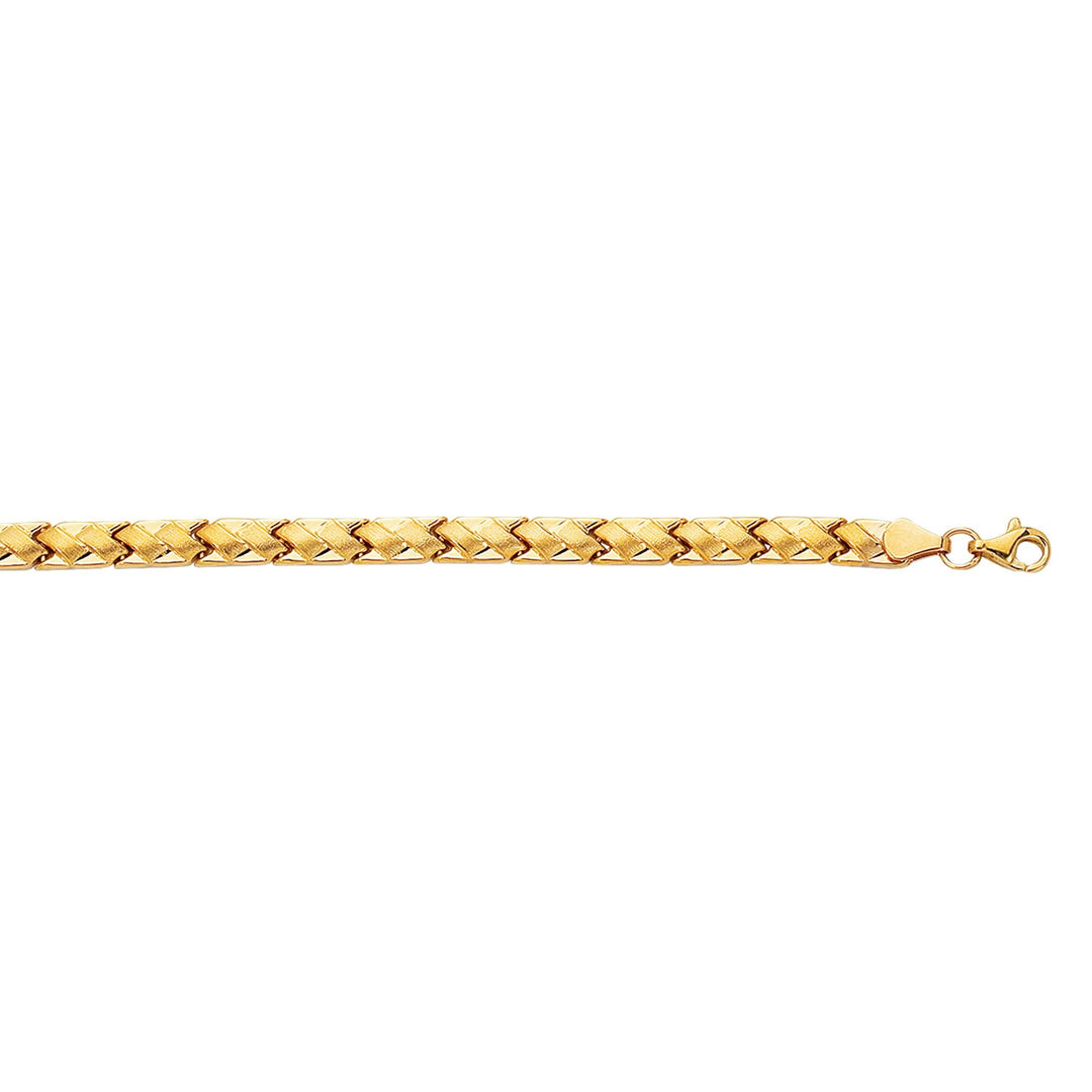 14K Yellow Gold Satin X Stampato Bracelet, front view