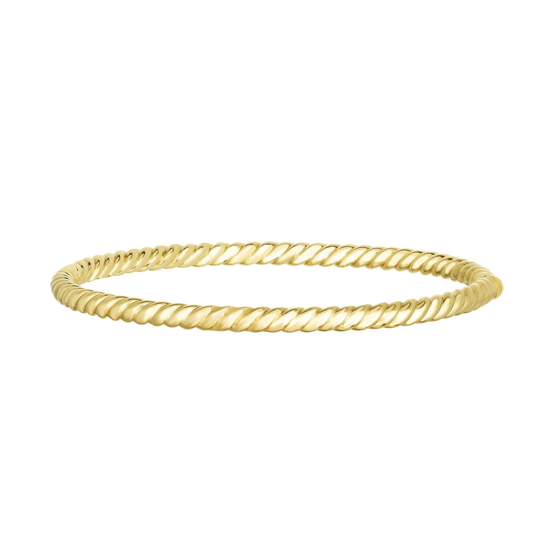 14K Yellow Gold Sculpted Twist 3.8mm Bangle, front view
