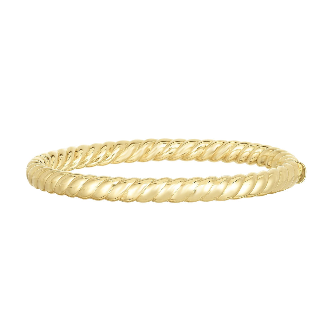 14K Yellow Gold Sculpted Twist 6mm Bangle, front view