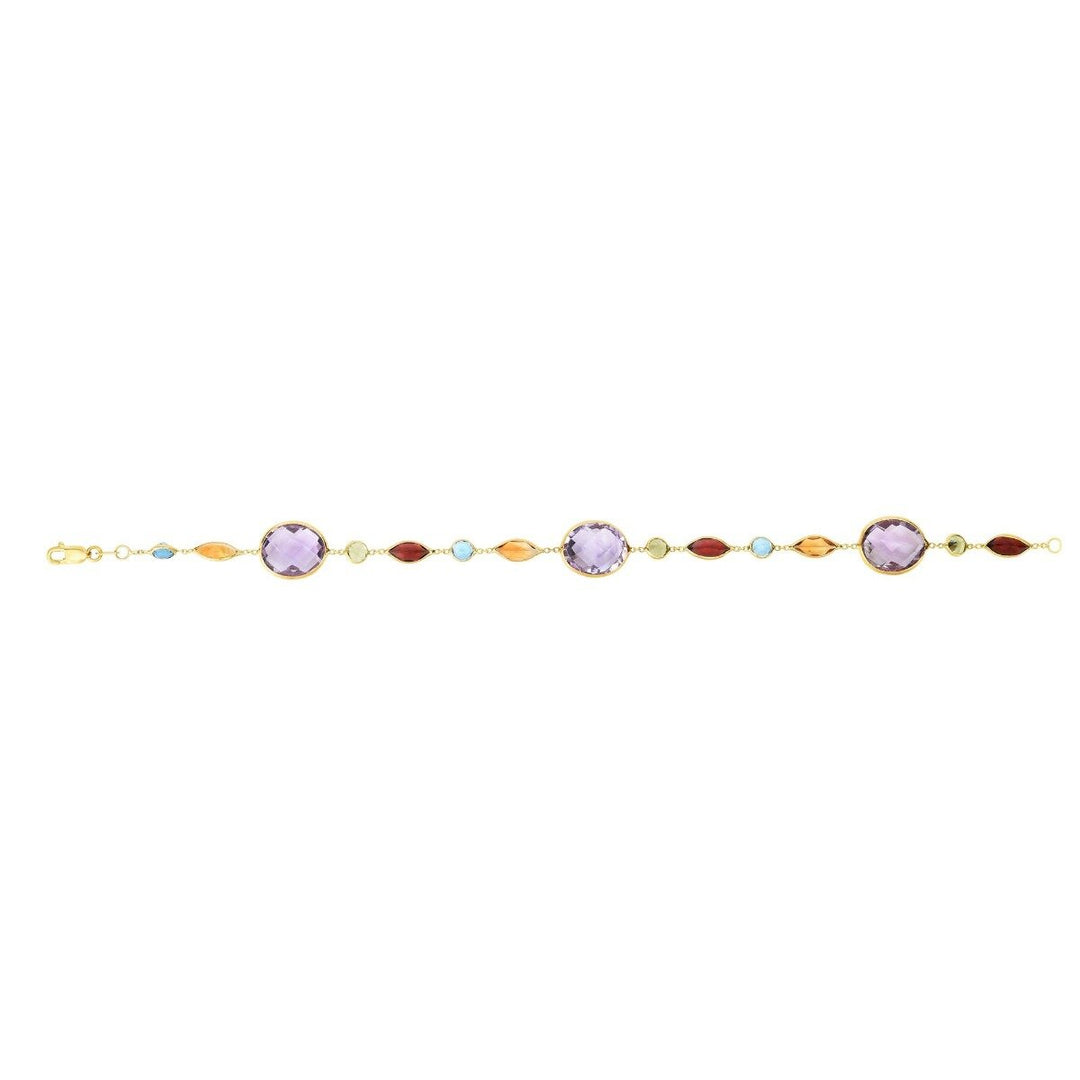 14K Yellow Gold Semi-Precious Bracelet, front view