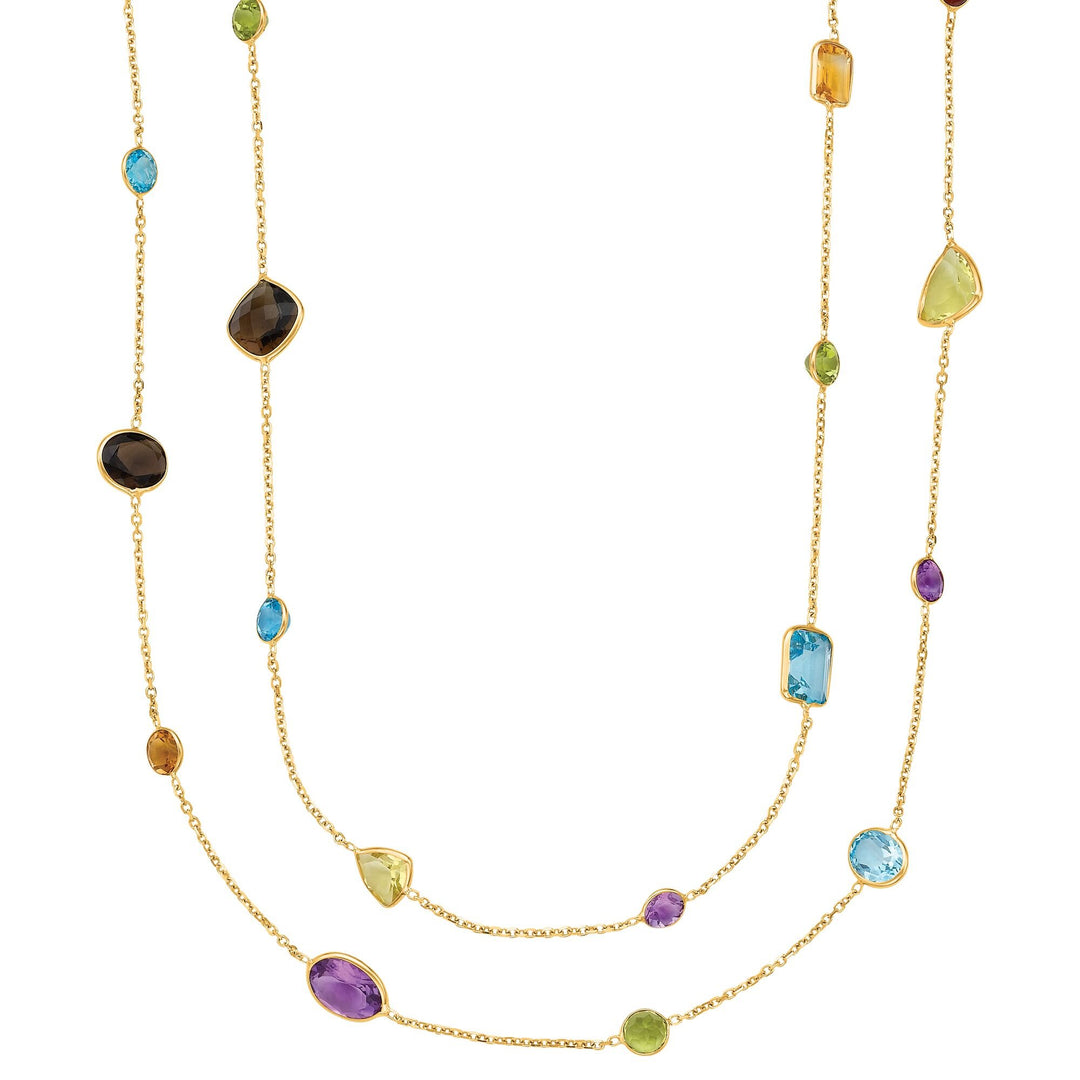14K Yellow Gold Semi-Precious Necklace, front view