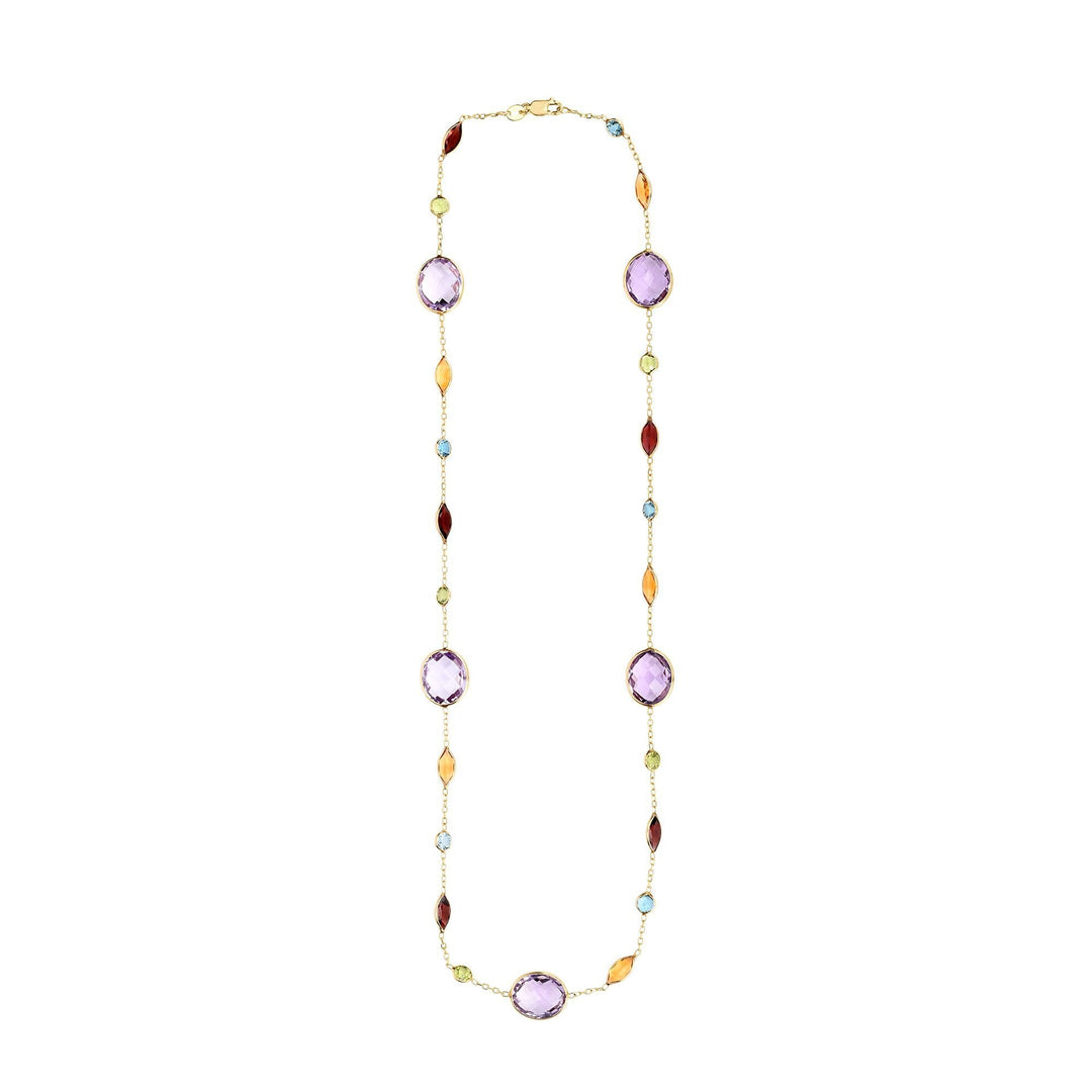 14K Yellow Gold Semi-Precious Necklace, front view