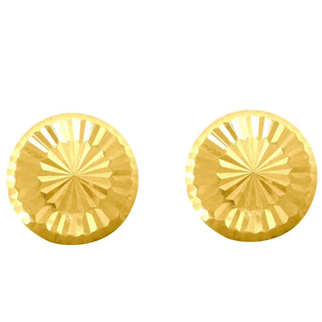 14K Yellow Gold Small Diamond Cut Burst Post Earring, front view