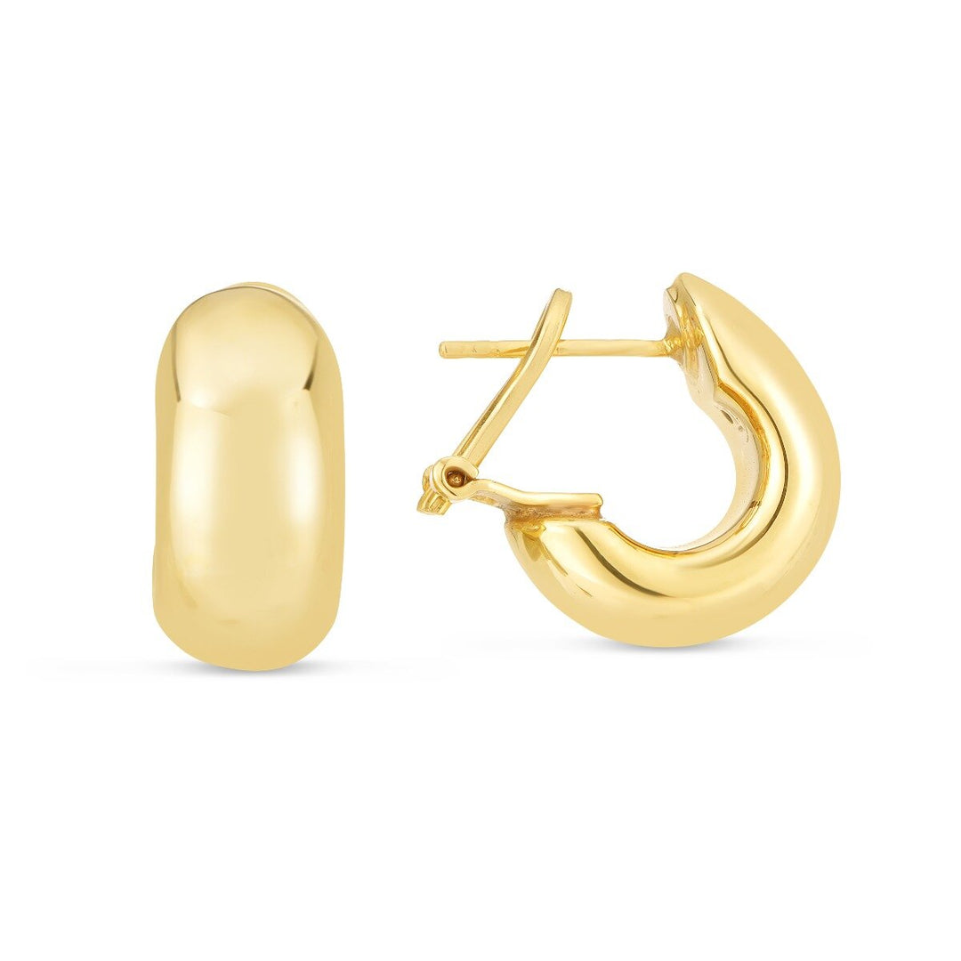 14K Yellow Gold Small Omega C-Hoops, front view