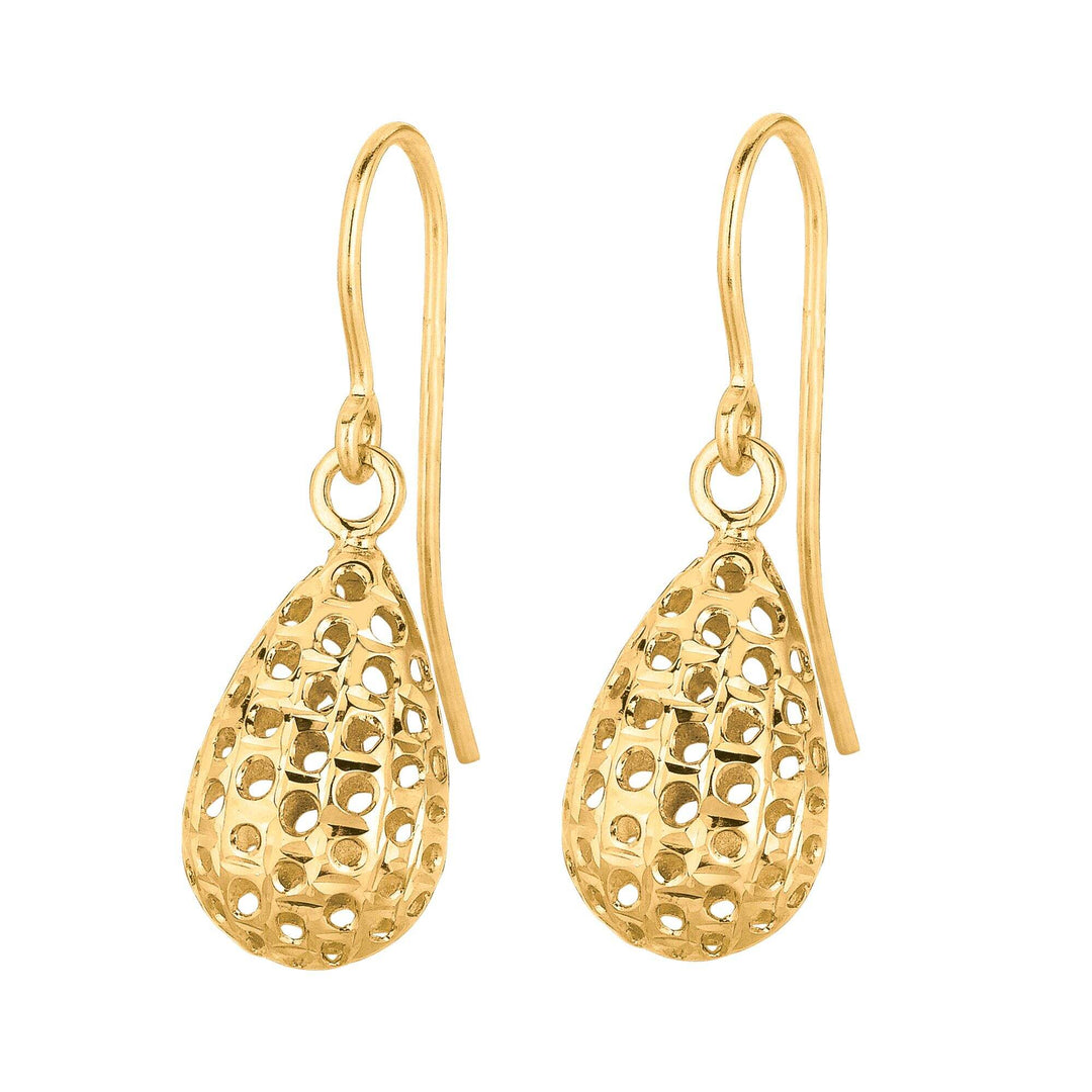 14K Yellow Gold Small Open Tear Drop Earring, front view