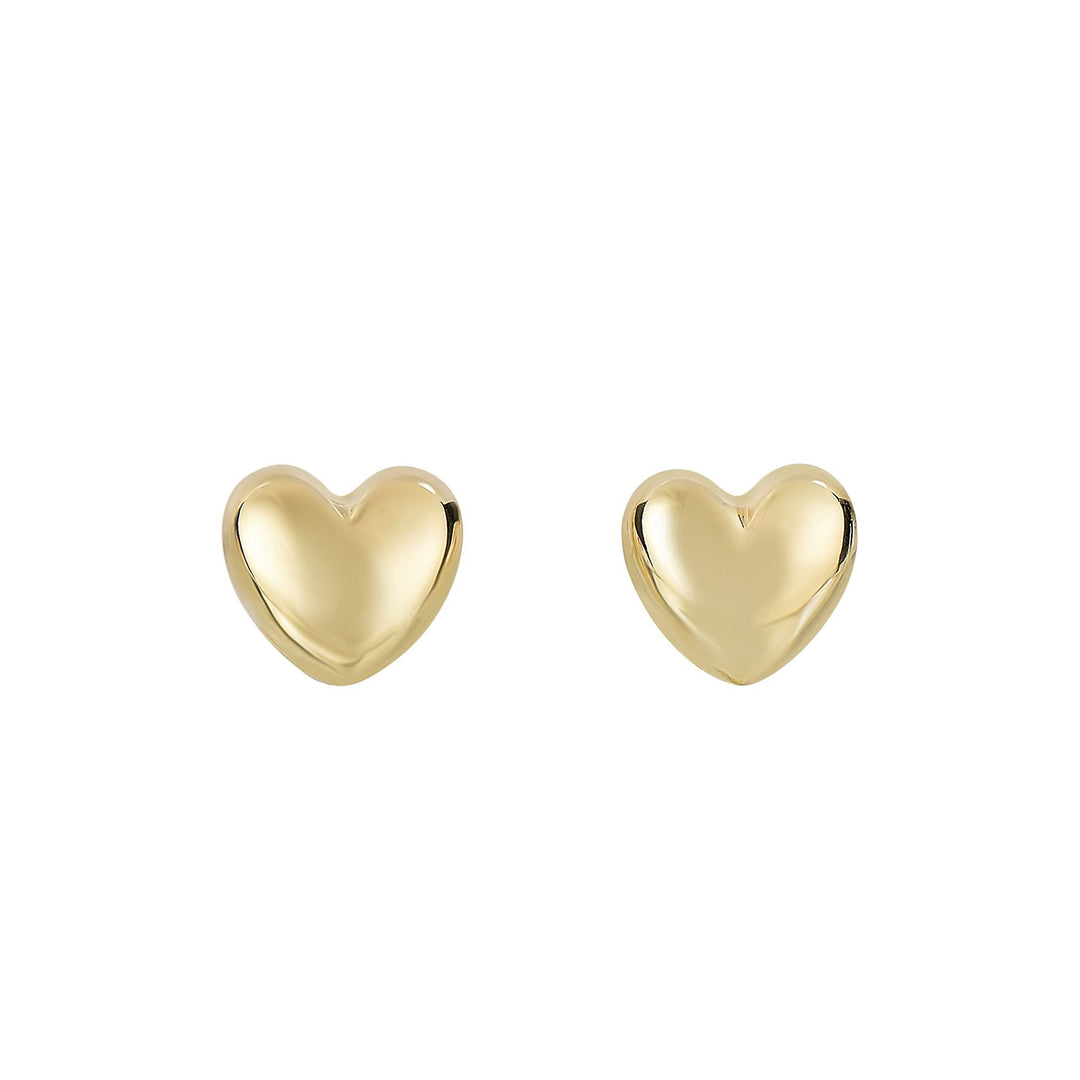 14K Yellow Gold Small Polished Heart Post Earring, front view