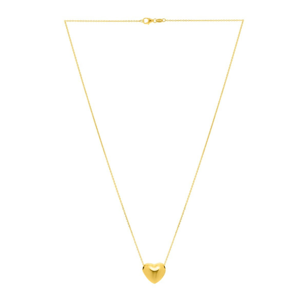 14K Yellow Gold Small Puffed Up Heart Necklace, view 2