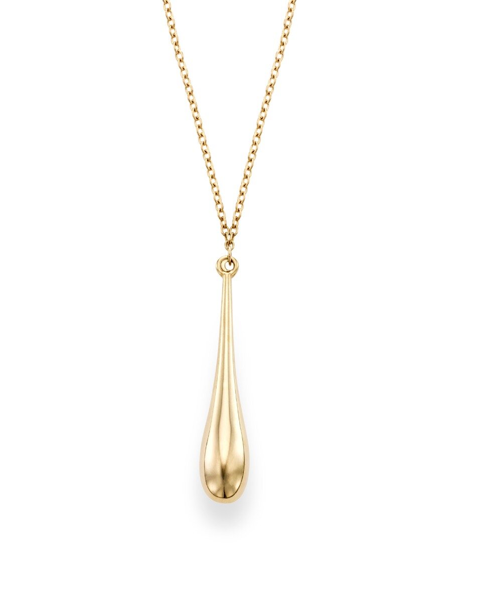 14K Yellow Gold Tear Drop Necklace, front view