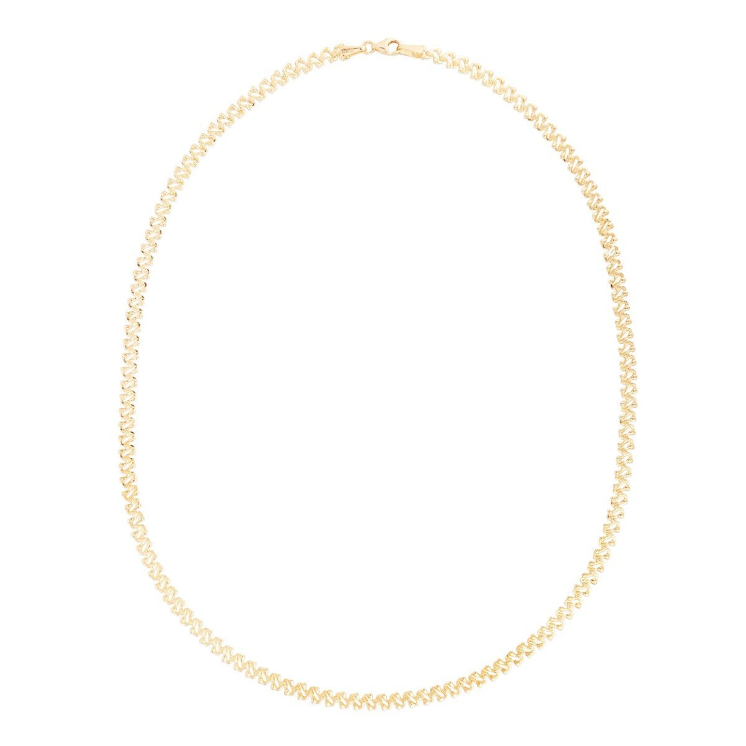 14K Yellow Gold Textured Fancy Chain, front view
