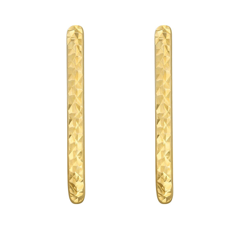 14K Yellow Gold Textured Oval Hoops, view 2