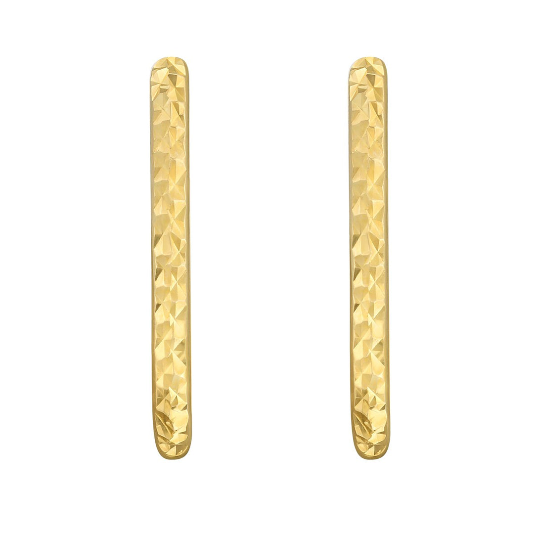 14K Yellow Gold Textured Oval Hoops, view 2